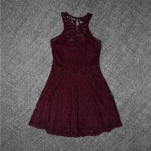 Material Girl Burgundy Lace Skater Dress